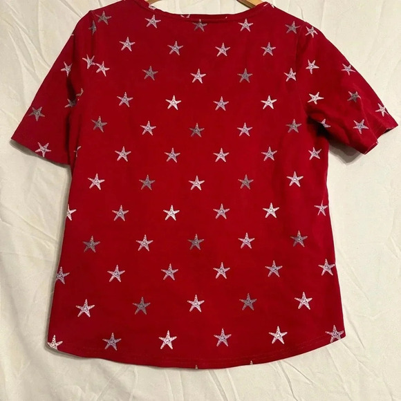 Croft Barrow Red Star Print T Shirt Size Medium - Picture 3 of 5